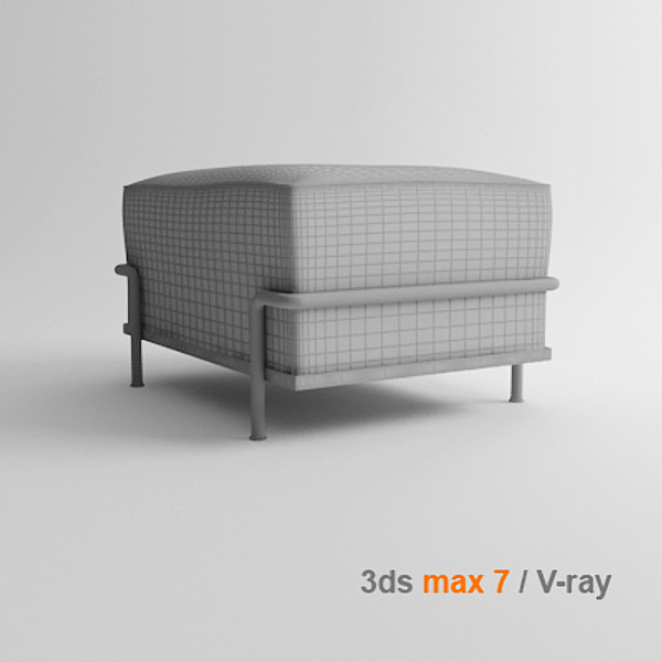 3d model le corbusier ottoman - lc2 ottoman by lajhar